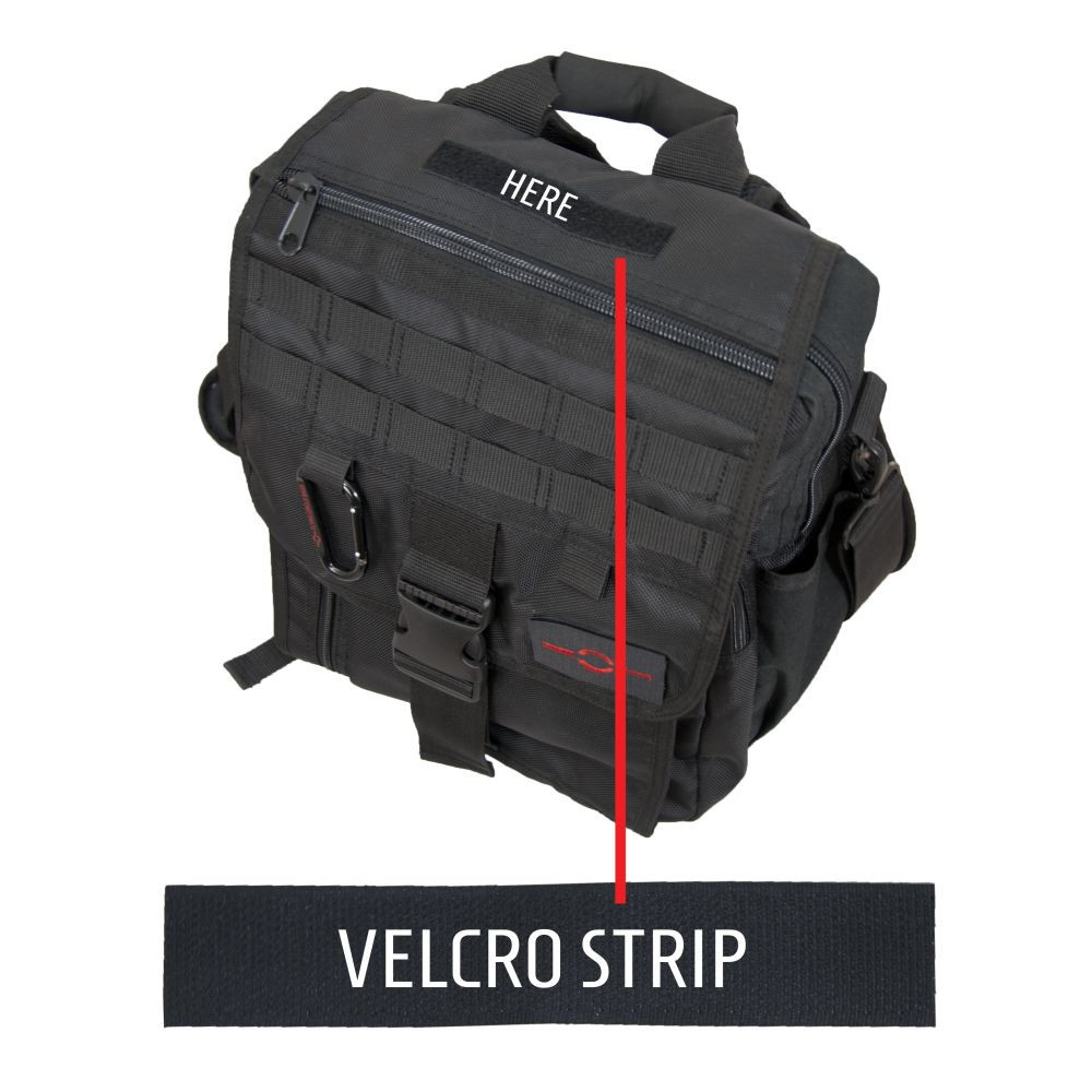 Personalize with monogrammed name or initials on top strip with loop backing on the Business Backpack