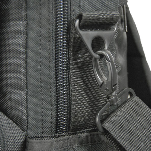 Close up of detachable shoulder strap hardware on Business Backpack.