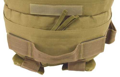 Grab handles on top and sides on the Pecos Tactical Backpack in coyote brown.