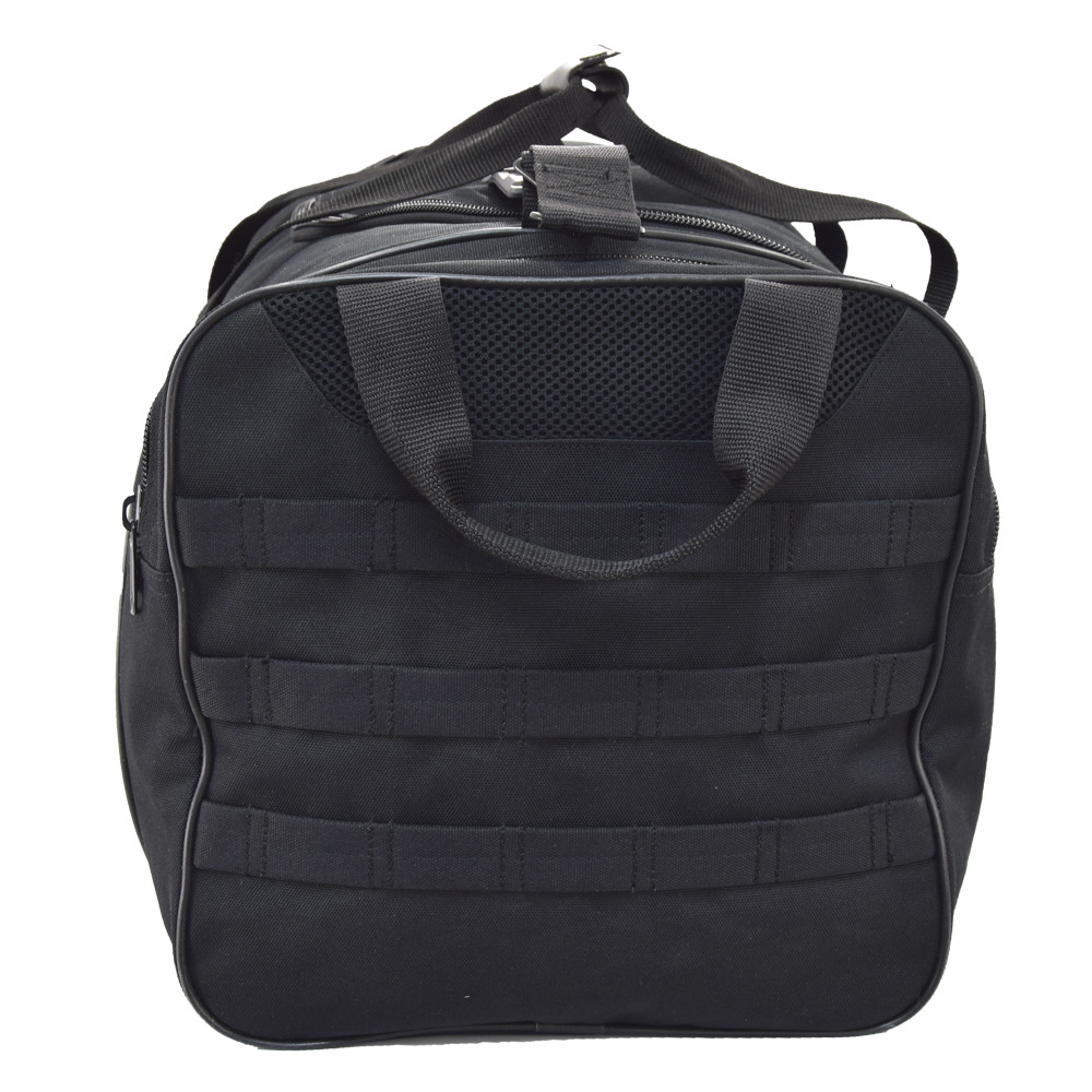 MOLLE webbing on end pocket to attach extra gear and a grab handle.