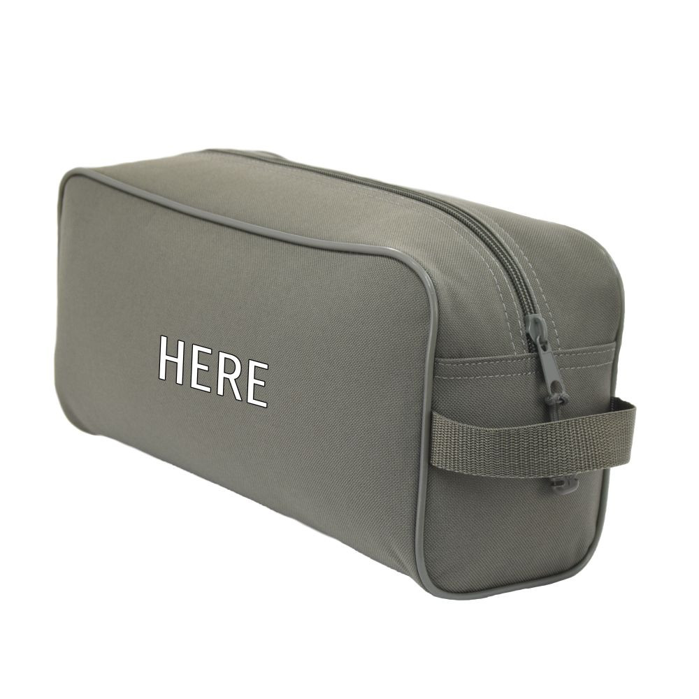 Monogram placement on back of Large Toiletry Bag in foliage.