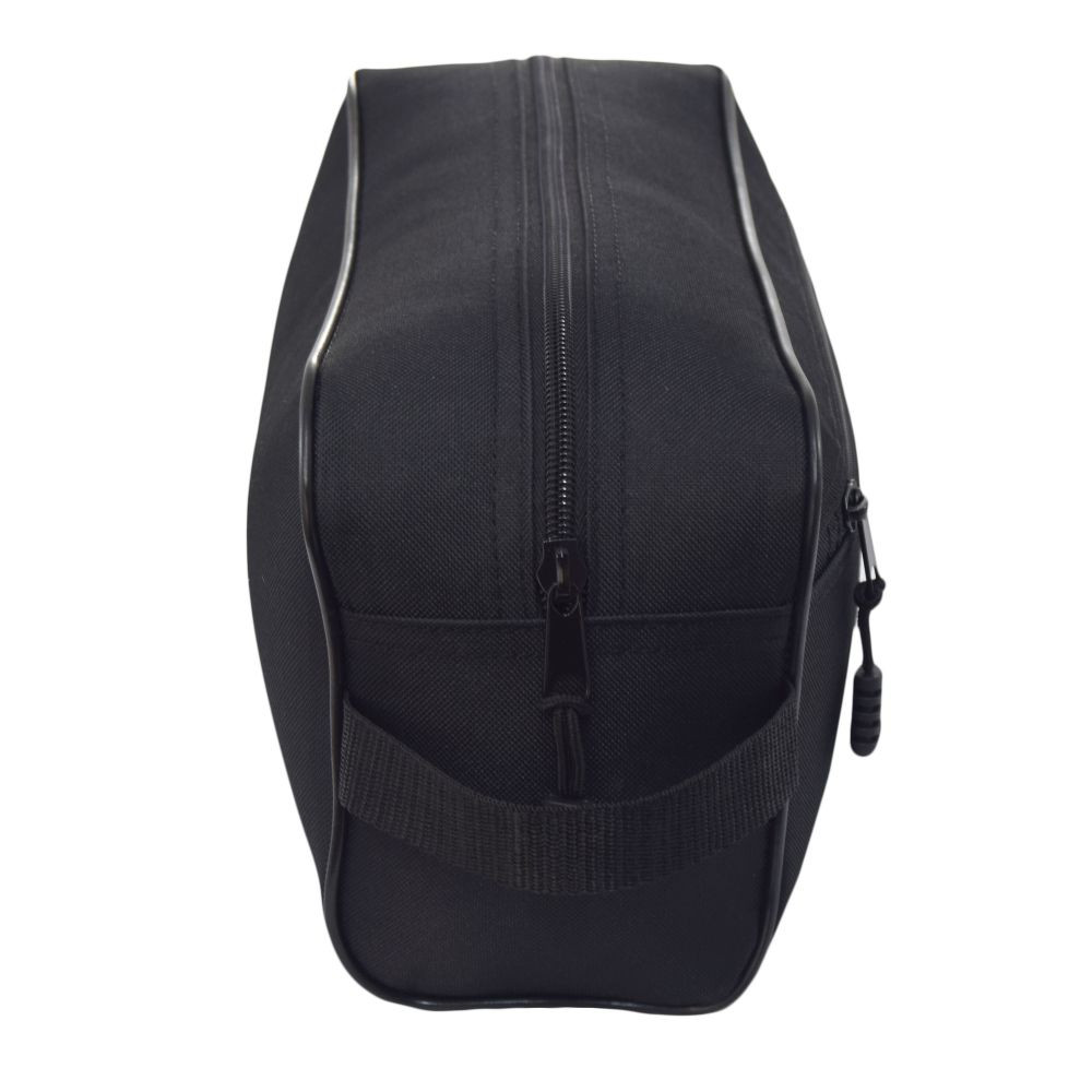 Side view Large Toiletry Bag in black.